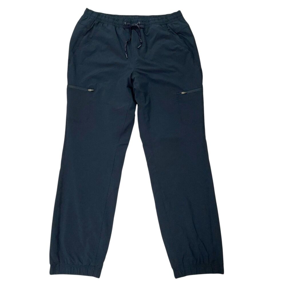Eddie Bauer Polar Pant Womens 12 Navy Tartan Plaid Fleece Lined Hiking Outdoor